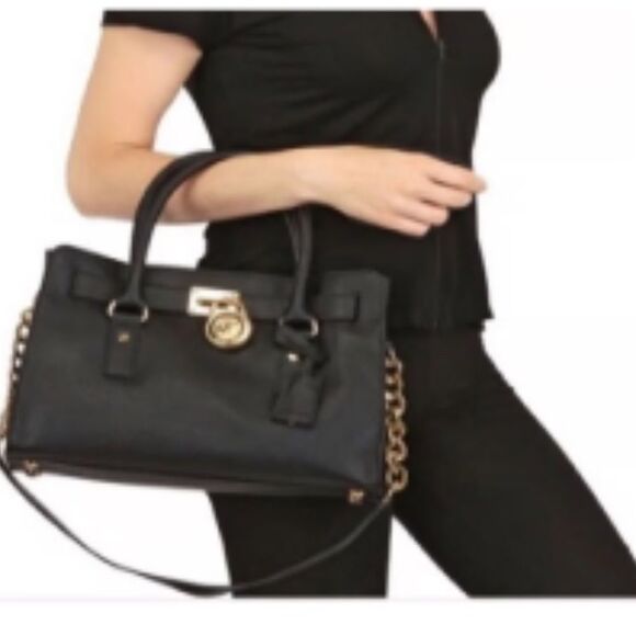 Michael Kors Handbags - Michael kors Black Leather Satchel with Gold Hardware & Detachable Strap NWOT
